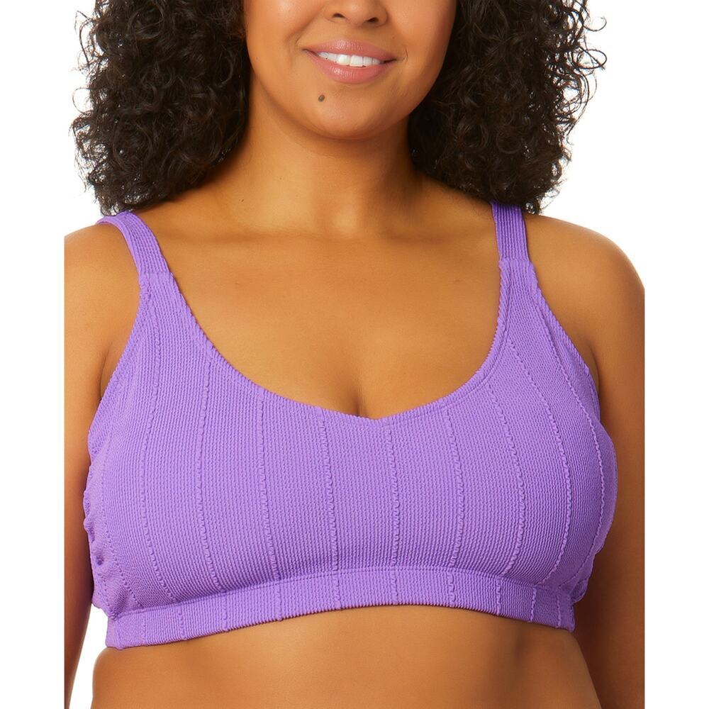 Salt + Cove Trendy Popcorn Ribbed Bralette Bikini Top Purple NWT Plus Size 3X